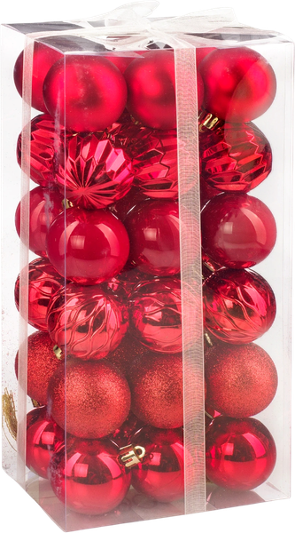 Изображение товара Набор шаров новогодних Ausini XK-062 (красный, 36шт)