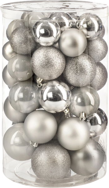Изображение товара Набор шаров новогодних Ausini XK-093 (серебристый, 60шт)