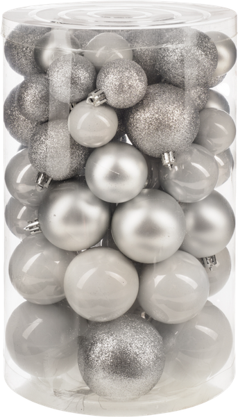 Изображение товара Набор шаров новогодних Ausini B8033SL (серебристый, 60шт)