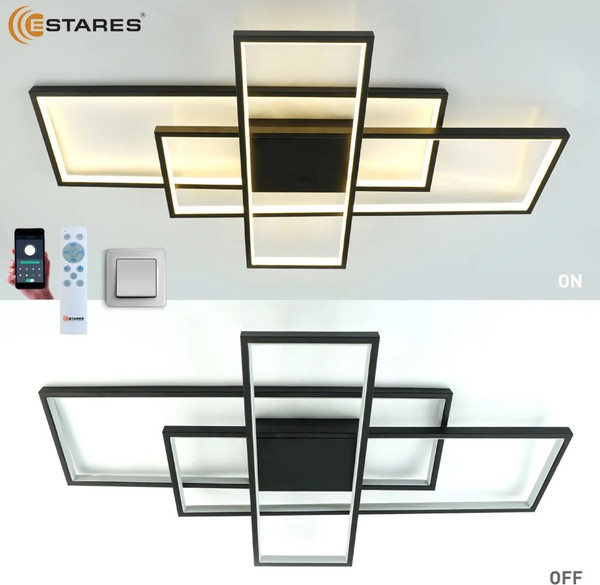 Изображение товара Люстра Estares Sven 120W 3S-ON/OFF(RC)-900x500x80-BLACK/WHITE-220-IP20
