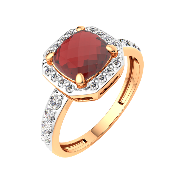 Изображение товара Кольцо из розового золота ZORKA 2S5061.14K.R.ZZ (р.17.5, с гранатом и фианитами)