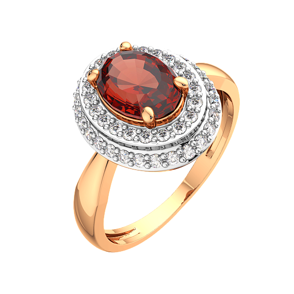 Изображение товара Кольцо из розового золота ZORKA 2S50194.14K.R.ZZ (р.18.5, с гранатом и фианитами)