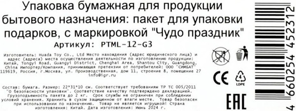 Изображение товара Пакет подарочный Чудо праздник Геометрия PTXL-12-G3