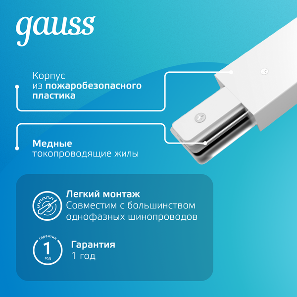 Изображение товара Коннектор для шинопровода Gauss TR118