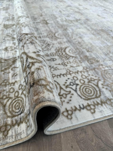 Изображение товара Ковер Radjab Carpet Бьянка Прямоугольник D008A (1.5x2, Cream Shirink/Vizon Fdy)