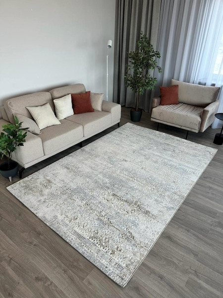 Изображение товара Ковер Radjab Carpet Бьянка Прямоугольник D057A (1.5x2, Cream Shirink/Vizon Fdy)