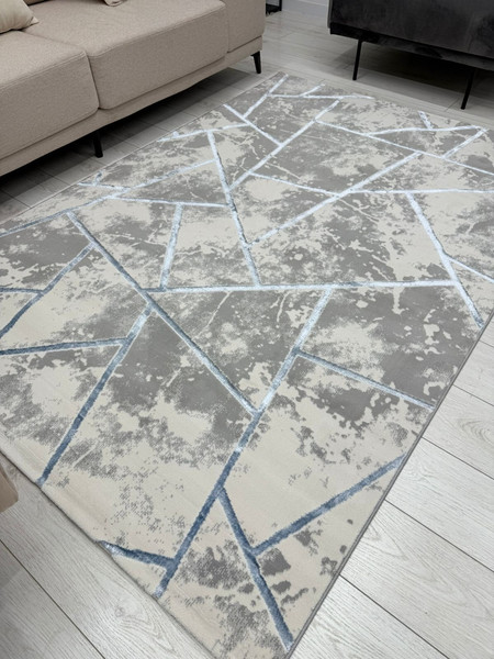 Изображение товара Ковер Radjab Carpet Амальфи Прямоугольник 01518B (1.5x2, C.Grey/L.Bule)