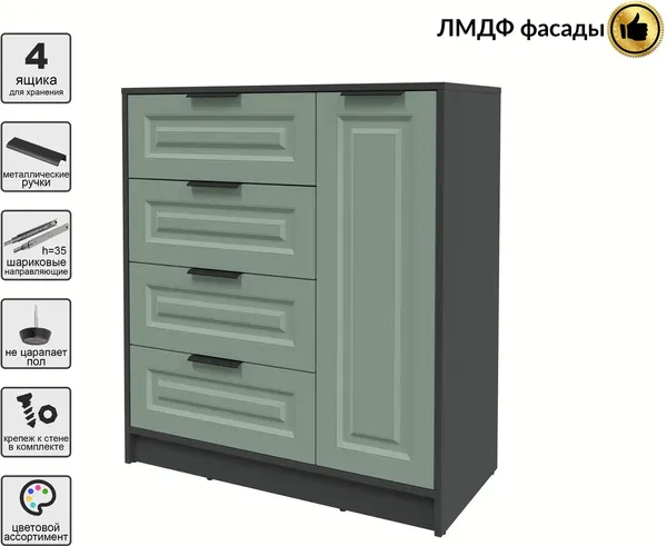 Изображение товара Тумба Interline Концепт КТ-Т90 Деко (антрацит/мята)