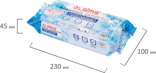 Изображение товара Влажные салфетки Laima Универсальные / 125960 (50шт)