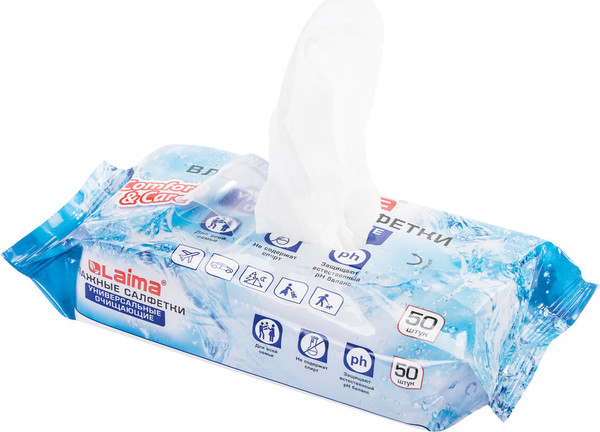 Изображение товара Влажные салфетки Laima Универсальные / 125960 (50шт)