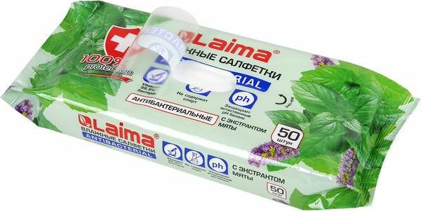 Изображение товара Влажные салфетки Laima Antibacterial / 128078 (50шт)