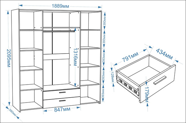 Изображение товара Шкаф Евва Венеция ВН-4D2Z2S (бодега белый/гикори кингстон)