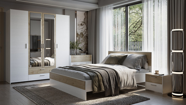 Изображение товара Шкаф Евва Венеция ВН-4D2Z2S (бодега белый/гикори кингстон)