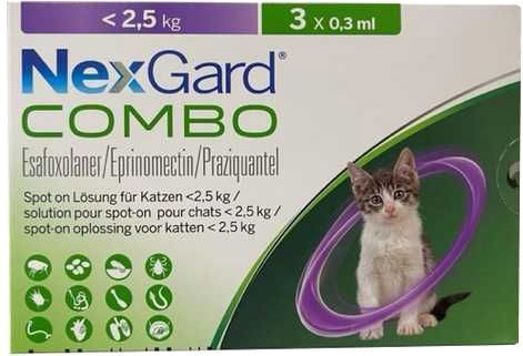 Изображение товара Капли от блох MERIAL Нексгард комбо для котов менее 2.5кг (3x0.3мл)