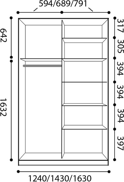 Изображение товара Шкаф-купе Евва АЭП ШК.2 02 14 BbBbH.01 (бодега белый/бодега белый/дуб шато)