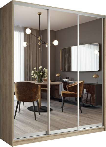 Изображение товара Шкаф-купе Евва АЭП ШК.3 01 233 SS.05 (дуб сонома/хром)