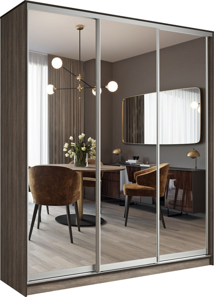 Изображение товара Шкаф-купе Евва АЭП ШК.3 01 233 TS.05 (дуб трюфель/хром)