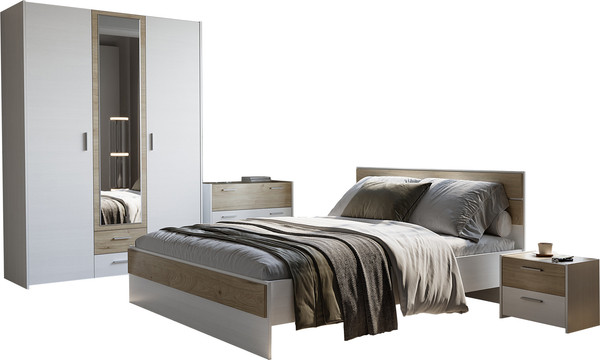 Изображение товара Комплект мебели для спальни Евва Венеция 2 ВН-1.2 (бодега белый/гикори кингстон)