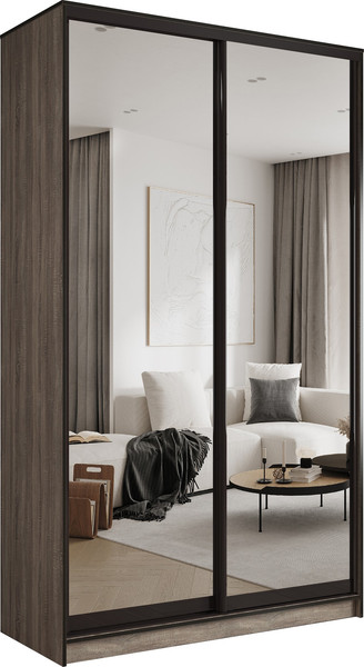 Изображение товара Шкаф-купе Евва АЭП ШК.2.03 120 TG.05 (дуб трюфель/зеркало/венге глянец)