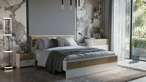 Изображение товара Комплект мебели для спальни Евва Венеция 4 ВН-1.4 (бодега белый/гикори кингстон)