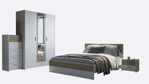 Изображение товара Комплект мебели для спальни Евва Венеция 5 ВН-1.5 (бодега белый/гикори кингстон)