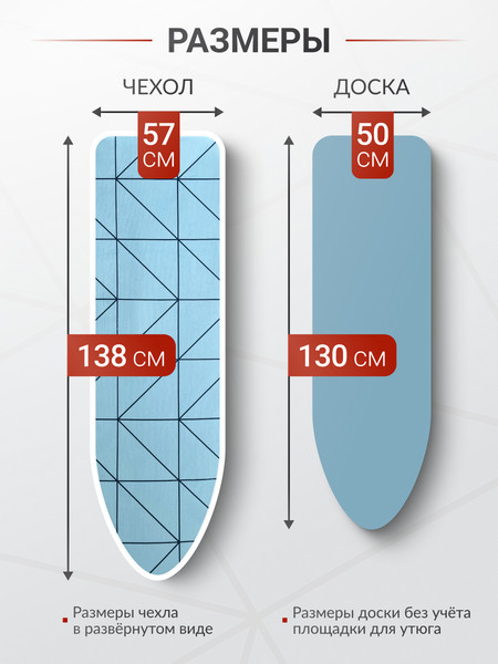 Изображение товара Чехол для гладильной доски Comfort Alumin Group Геометрия с подложкой 130x50cм / 011190 (бирюза)