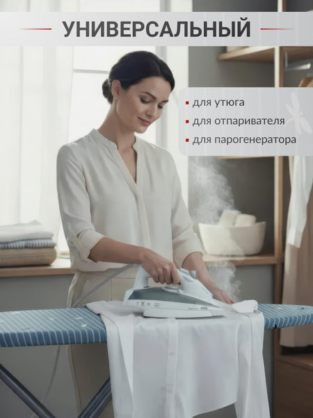 Изображение товара Чехол для гладильной доски Comfort Alumin Group Стрекоза с подложкой 130x50cм / 011195