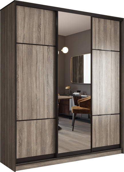 Изображение товара Шкаф-купе Евва АЭП ШК.3.03 176 TTG.02 (дуб трюфель/дуб трюфель/венге глянец)