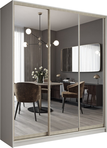 Изображение товара Шкаф-купе Евва АЭП ШК.3.02 203 BbH.05 (бодега белый/зеркало/дуб шато)