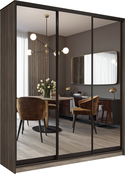Изображение товара Шкаф-купе Евва АЭП ШК.3.02 203 TG.05 (дуб трюфель/зеркало/венге глянец)