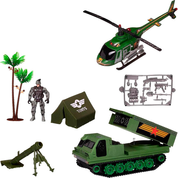 Изображение товара Набор игрушечной техники Abtoys Военная техника с вертолетом / PT-01322