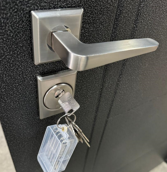 Изображение товара Входная дверь Форпост В-101 86x205 с зеркалом (левая, темный графит/белый)