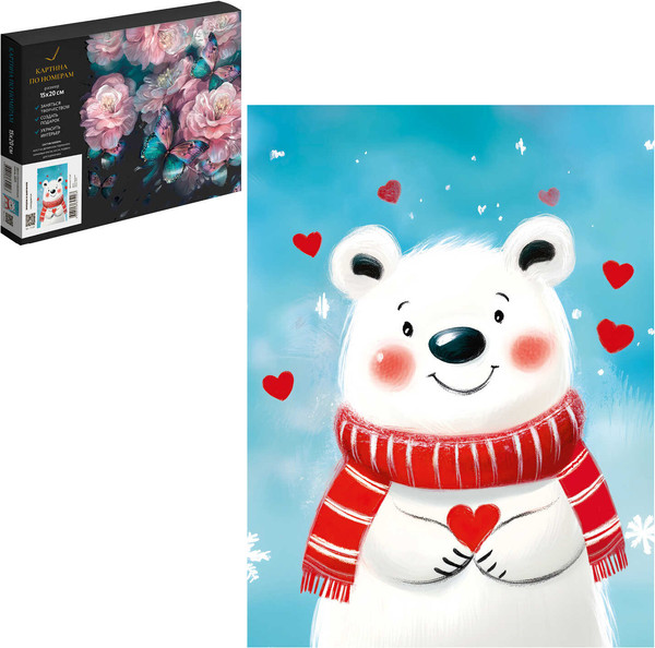 Изображение товара Картина по номерам Феникс+ Мишка в шарфике / 71241