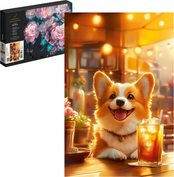Изображение товара Картина по номерам Феникс+ Корги с лимонадом / 71247