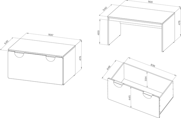 Изображение товара Модуль с ящиком Mebelain Пикси 90х48х46 (робкий подснежник)
