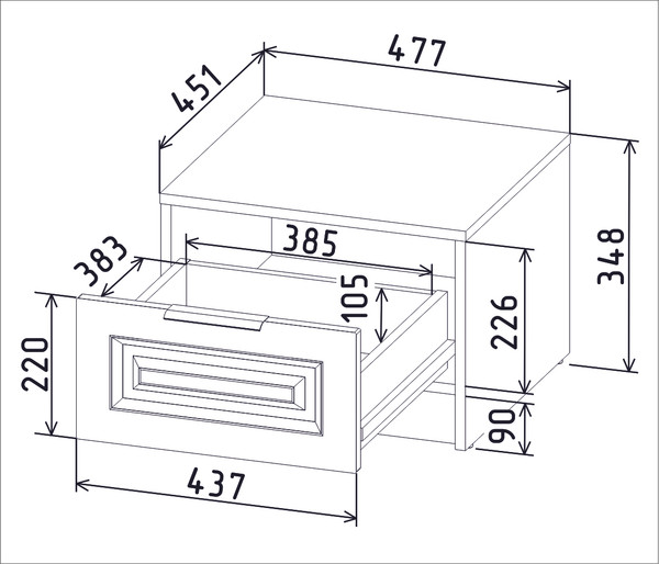 Изображение товара Прикроватная тумба Interline Концепт КТ-ТК1-35 Деко (антрацит/черный)