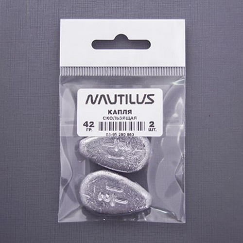 Изображение товара Набор грузил рыболовных NAUTILUS Капля скользящая 42гр / 03-95290863 (2шт)