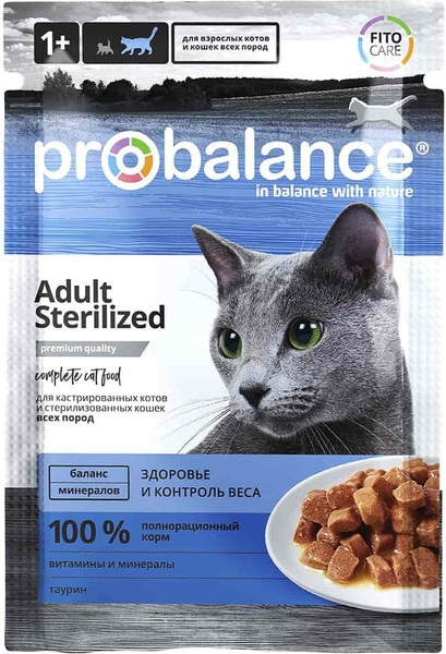Изображение товара Влажный корм для кошек ProBalance Sterilized (28х85г)