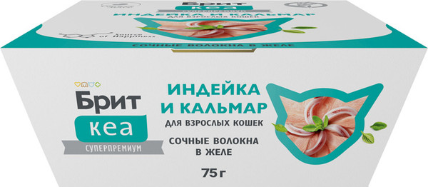 Изображение товара Влажный корм для кошек Brit Care Индейка и кальмар в желе / 1062929 (75г)