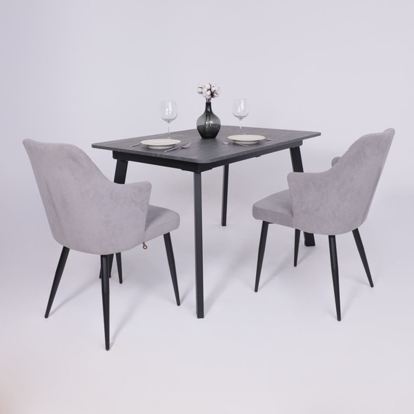 Изображение товара Обеденный стол LEPREMO AV 1209/1 120-160x80 (мрамор пьетра графитовый/черный)