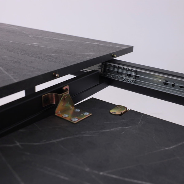 Изображение товара Обеденный стол LEPREMO AV 1209/1 120-160x80 (мрамор пьетра графитовый/черный)