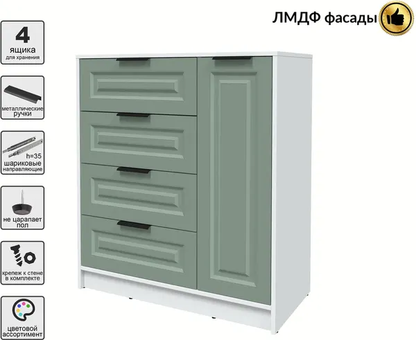 Изображение товара Тумба Interline Концепт КТ-Т90 Деко (белый платинум/мята)