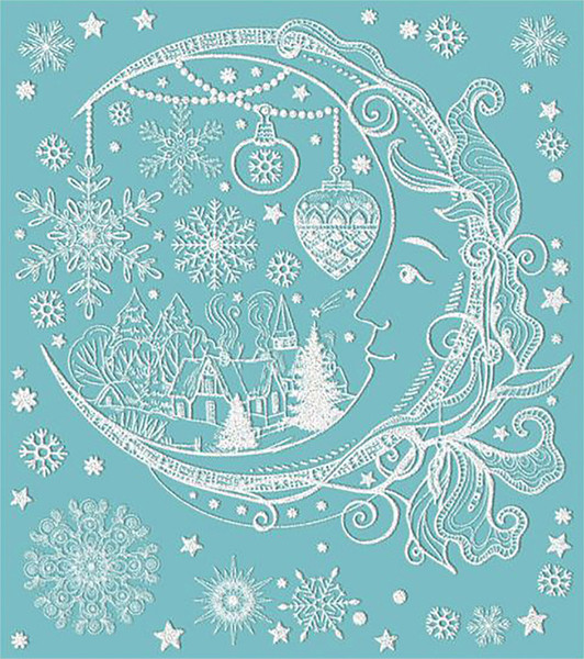 Изображение товара Набор наклеек на окно новогодних Феникс-Презент Месяц ПВХ пленка с глиттером с раскраской 86029