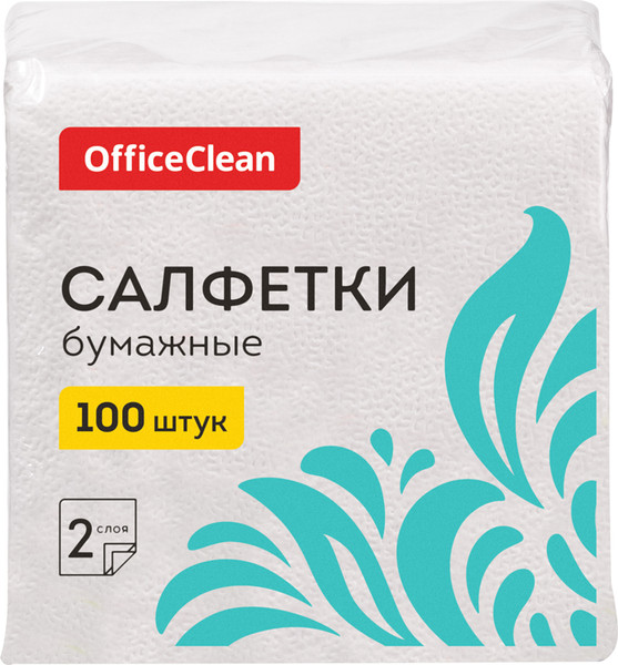 Изображение товара Бумажные салфетки OfficeClean 24x24см / 309849 (100шт, белый)