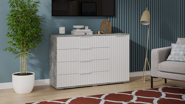 Изображение товара Комод ТриЯ Хилтон комбинированный (ателье светлый/белый матовый)