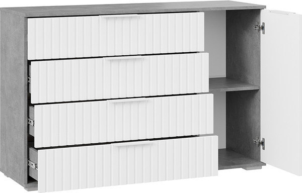 Изображение товара Комод ТриЯ Хилтон комбинированный (ателье светлый/белый матовый)