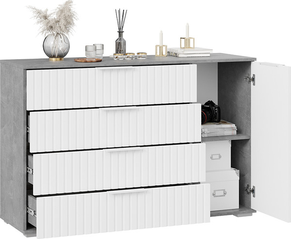 Изображение товара Комод ТриЯ Хилтон комбинированный (ателье светлый/белый матовый)