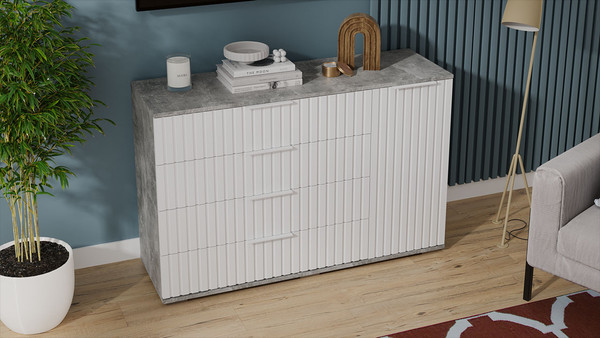 Изображение товара Комод ТриЯ Хилтон комбинированный (ателье светлый/белый матовый)