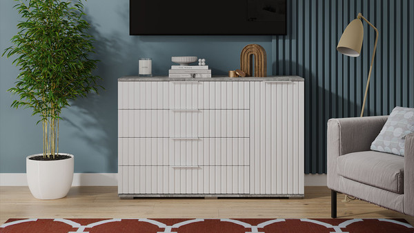 Изображение товара Комод ТриЯ Хилтон комбинированный (ателье светлый/белый матовый)