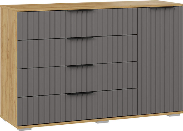 Изображение товара Комод ТриЯ Хилтон комбинированный (дуб крафт золотой/графит матовый)